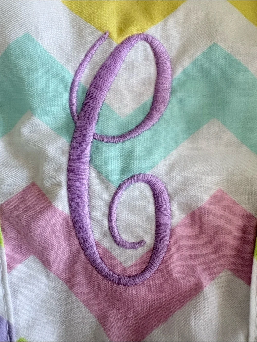 Kelly’s Kids Vintage Girls Pastel Chevron Stripe Easter Dress “C” Monogram 6 7